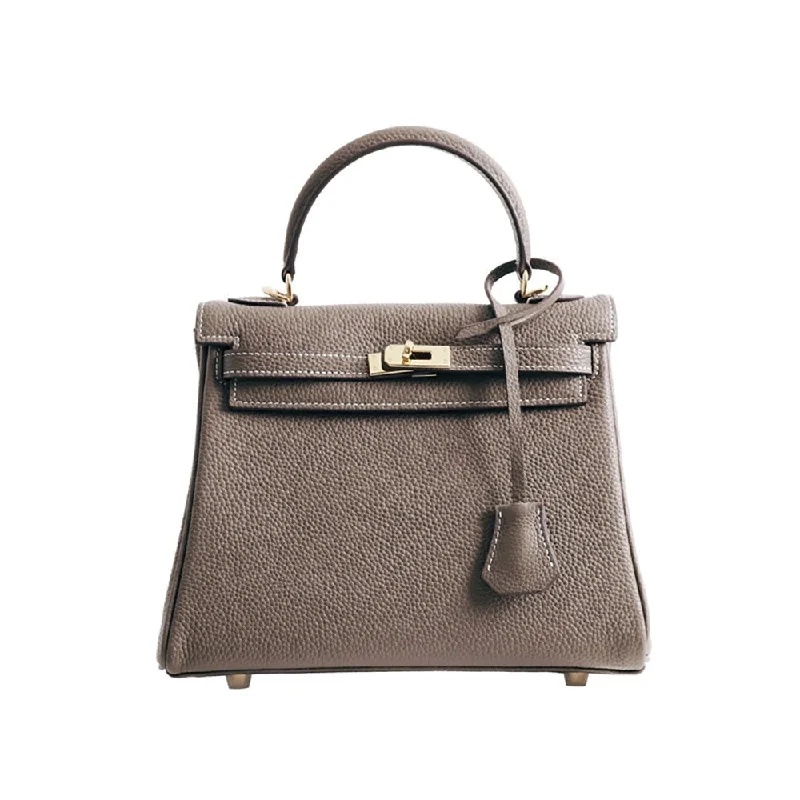 Womens Leather Padlock Handbag -Gold Hardware